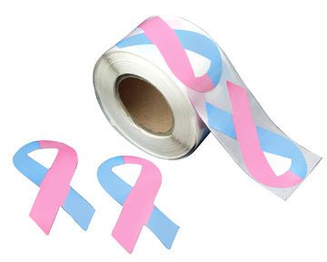 Large Pink & Blue Ribbon Stickers (250 per Roll) - The Awareness Company