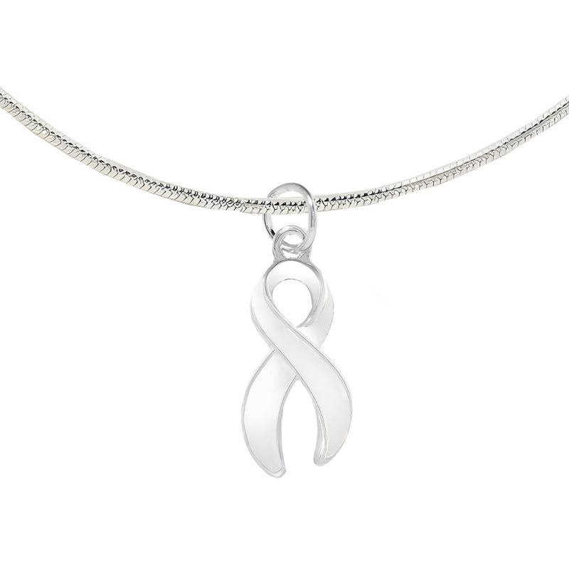 Large White Ribbon Necklaces - The Awareness Company
