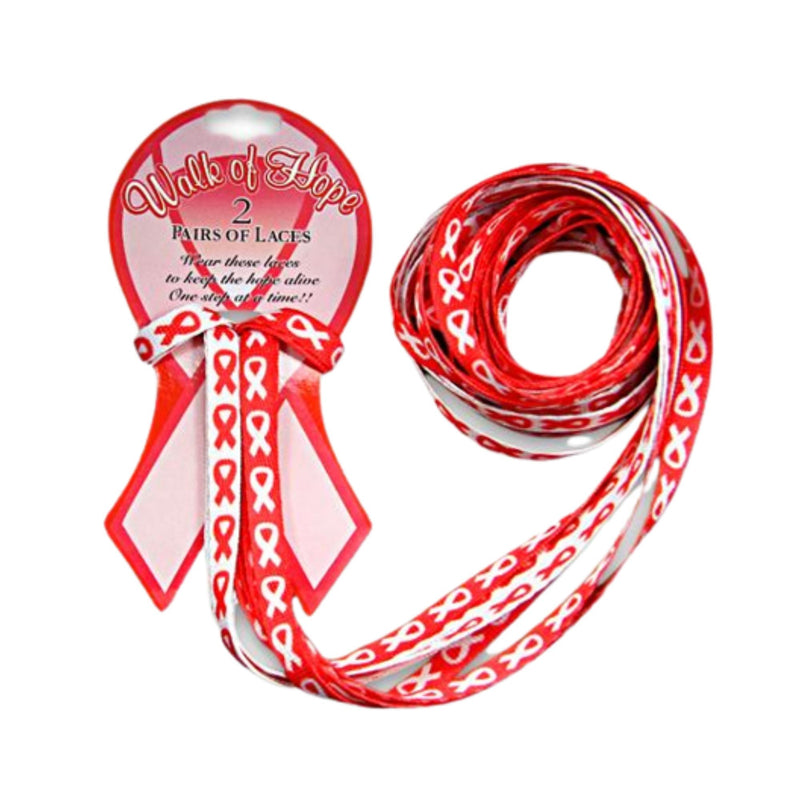 Red Ribbon Shoe Laces (1 Card/2 Pairs) - The Awareness Company