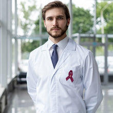 Load image into Gallery viewer, Satin Burgundy Ribbon Awareness Pins - The Awareness Company