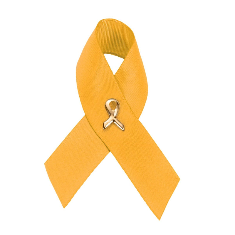 Satin Gold Ribbon Awareness Pins - The Awareness Company