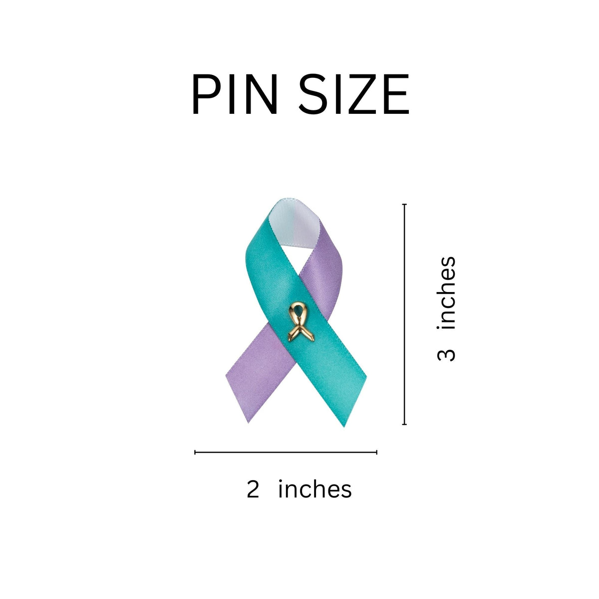 25-Pack Satin Teal & Purple Ribbon Pins, Suicide & Sexual Assault ...