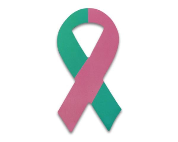 Small Size Pink & Teal Ribbon Magnets - The Awareness Company
