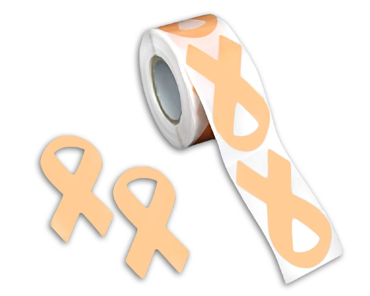 Bulk Peach Ribbon Stickers for Uterine Cancer & Endometrial Cancer ...