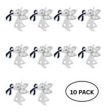 Load image into Gallery viewer, 10 Pack Angel By My Side Dark Blue Ribbon Pins - The Awareness Company