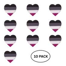 Load image into Gallery viewer, 10 Pack Asexual Flag Heart Silicone Pins - The Awareness Company