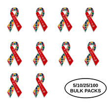 Load image into Gallery viewer, Bulk Pack Autism Awareness Ribbon Pins - The Awareness Company