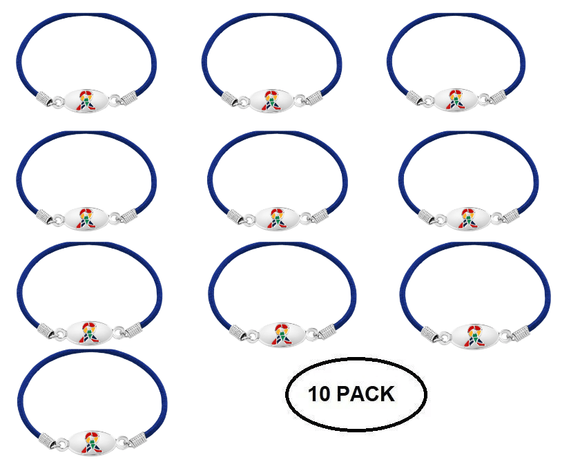 10 Pack Autism Awareness Ribbon Stretch Bracelets - The Awareness Company
