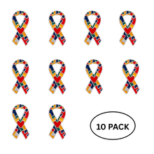 Load image into Gallery viewer, 10 Pack Autism Puzzle Ribbon with Heart Pins - The Awareness Company