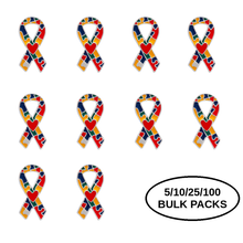 Load image into Gallery viewer, Bulk Pack Autism Puzzle Ribbon with Heart Pins - The Awareness Company