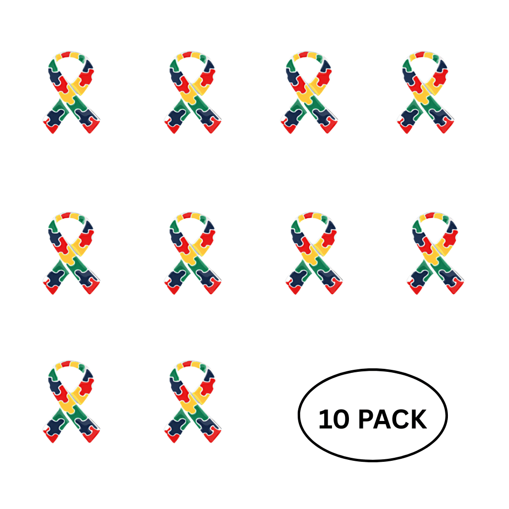 10 Pack Autism Ribbon Pins - The Awareness Company