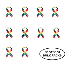 Load image into Gallery viewer, Bulk Pack Autism Ribbon Pins - The Awareness Company