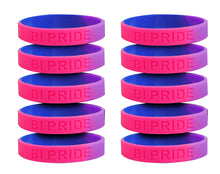 Load image into Gallery viewer, 10 Pack Bisexual Flag Colored Silicone Bracelets - The Awareness Company