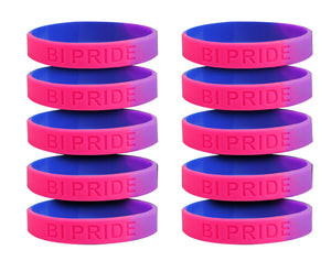 10 Pack Bisexual Flag Colored Silicone Bracelets - The Awareness Company
