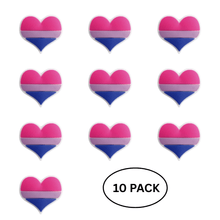 Load image into Gallery viewer, 10 Pack Bisexual Flag Heart Silicone Pins - The Awareness Company