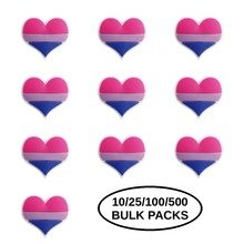 Load image into Gallery viewer, Bulk Pack Bisexual Flag Heart Silicone Pins - The Awareness Company