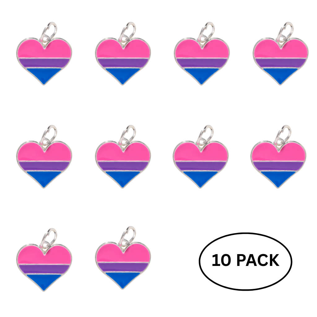 10 Pack Bisexual Heart Charms - The Awareness Company