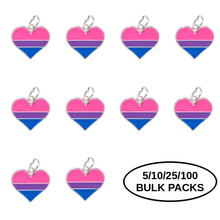 Load image into Gallery viewer, Bulk Pack Bisexual Heart Charms - The Awareness Company