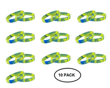 Load image into Gallery viewer, 10 Pack Blue &amp; Yellow Silicone Bracelets - The Awareness Company