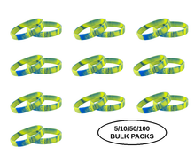 Load image into Gallery viewer, Bulk Pack Blue &amp; Yellow Silicone Bracelets - The Awareness Company
