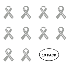Load image into Gallery viewer, 10 Pack Brain Cancer Awareness Ribbon Pins - The Awareness Company