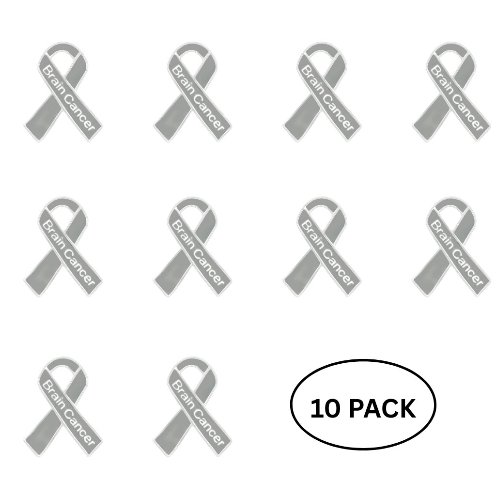 10 Pack Brain Cancer Awareness Ribbon Pins - The Awareness Company