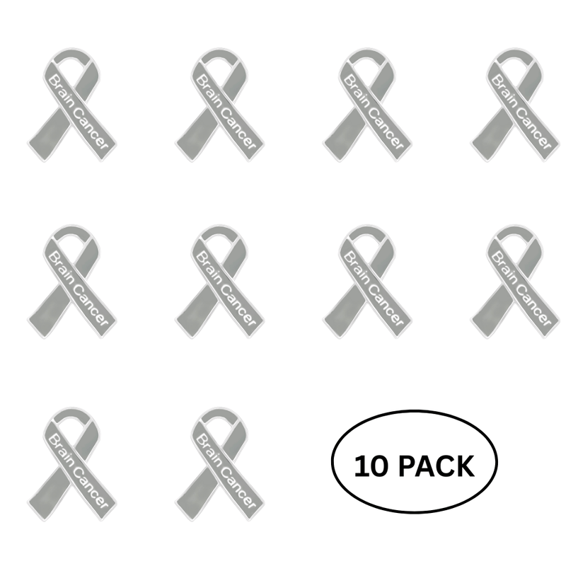 10 Pack Brain Cancer Awareness Ribbon Pins - The Awareness Company