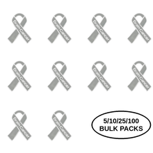 Load image into Gallery viewer, Bulk Pack Brain Cancer Awareness Ribbon Pins - The Awareness Company