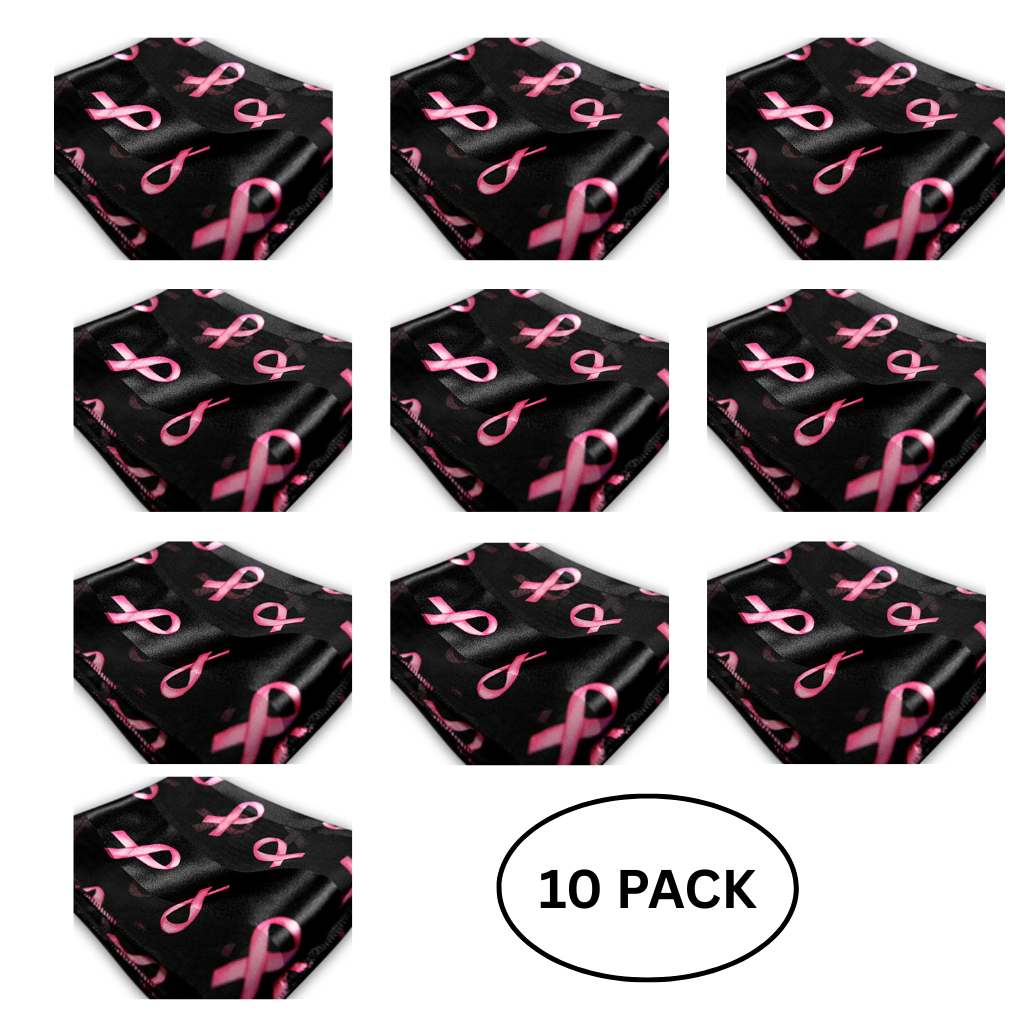 10 Pack Breast Cancer Awareness Ribbon Scarves in Black - The Awareness Company