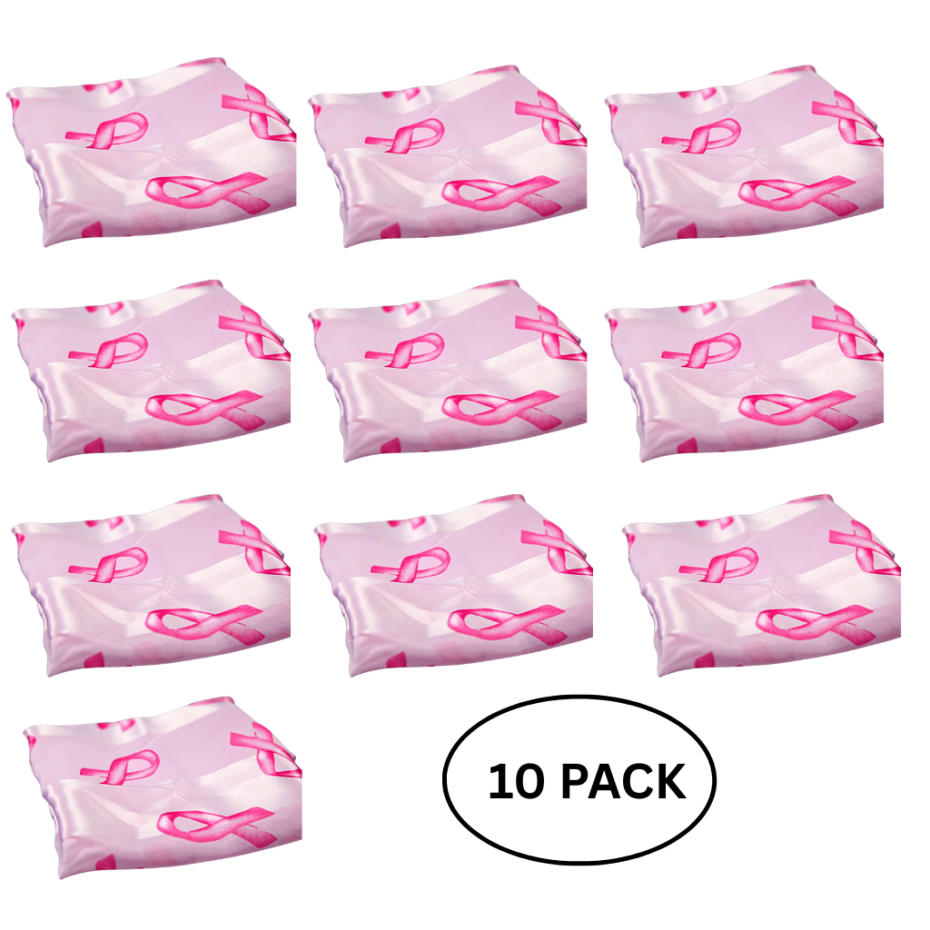 10 Pack Breast Cancer Awareness Ribbon Scarves in Pink - The Awareness Company