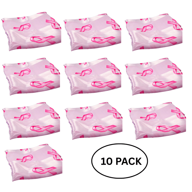 10 Pack Breast Cancer Awareness Ribbon Scarves in Pink - The Awareness Company