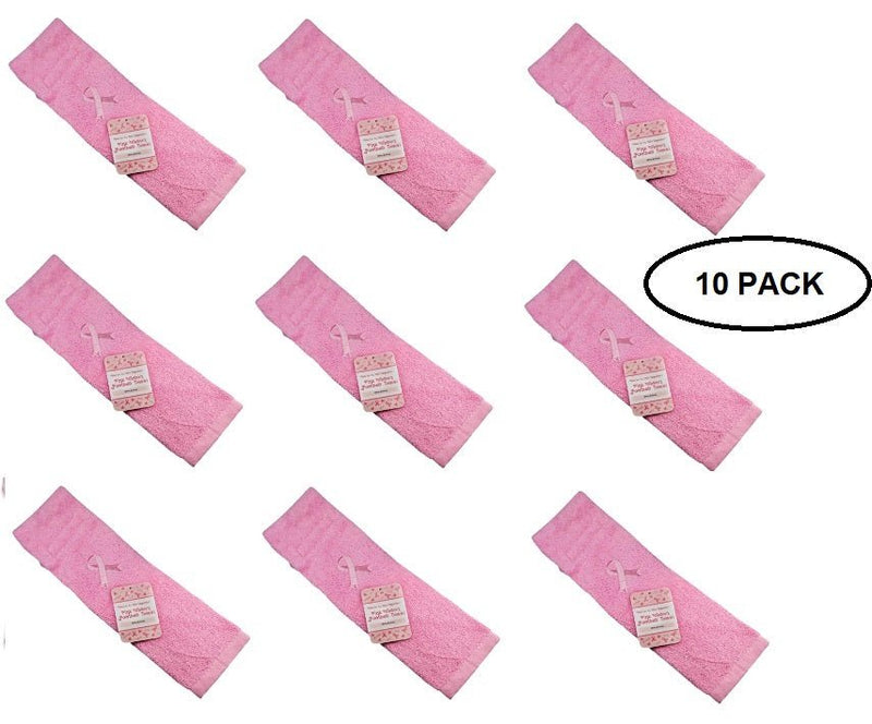 10 Pack Breast Cancer Pink Ribbon Football Athletic Towels - The Awareness Company