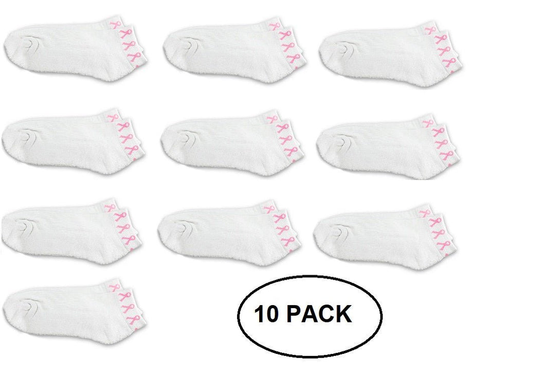 10 Pack Breast Cancer Pink Ribbon Socks - The Awareness Company