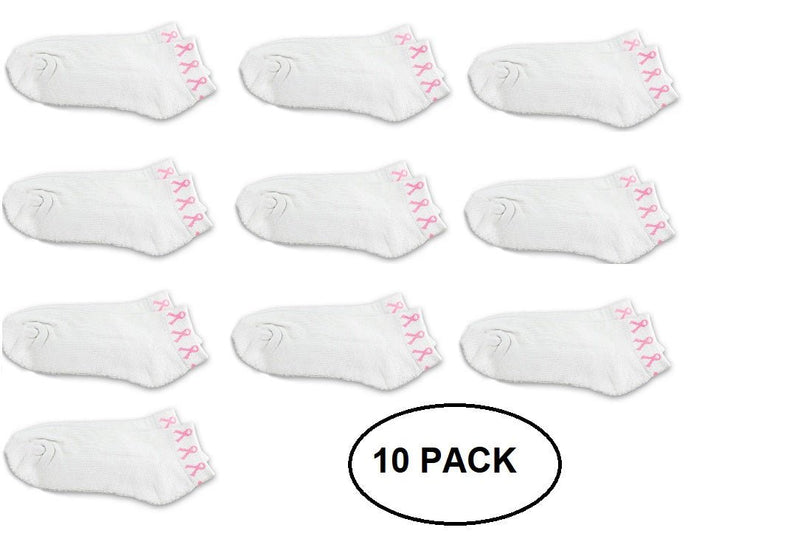 10 Pack Breast Cancer Pink Ribbon Socks - The Awareness Company