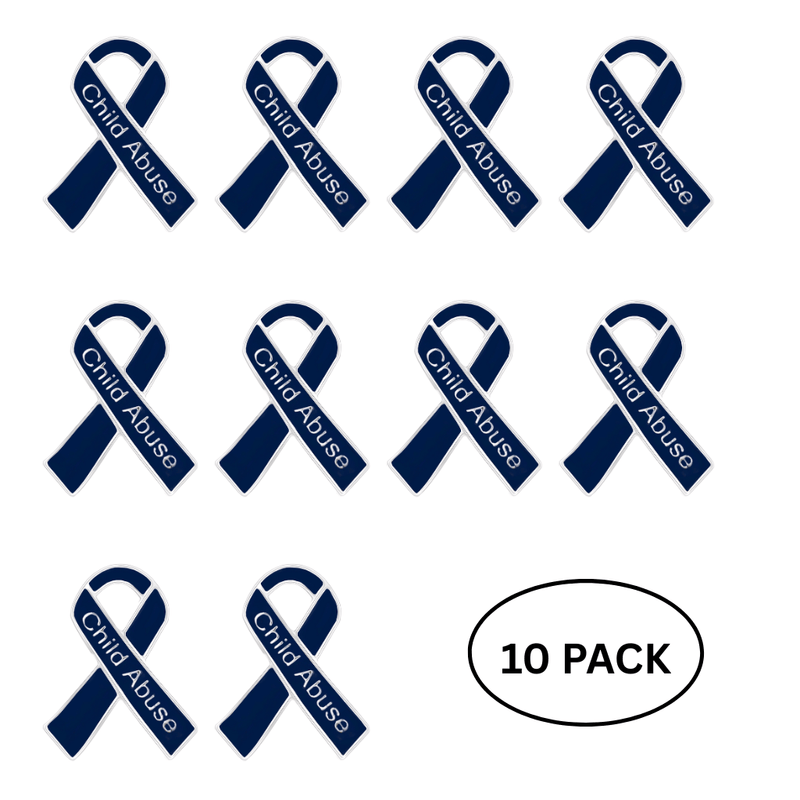10 Pack Child Abuse Awareness Ribbon Pins - The Awareness Company