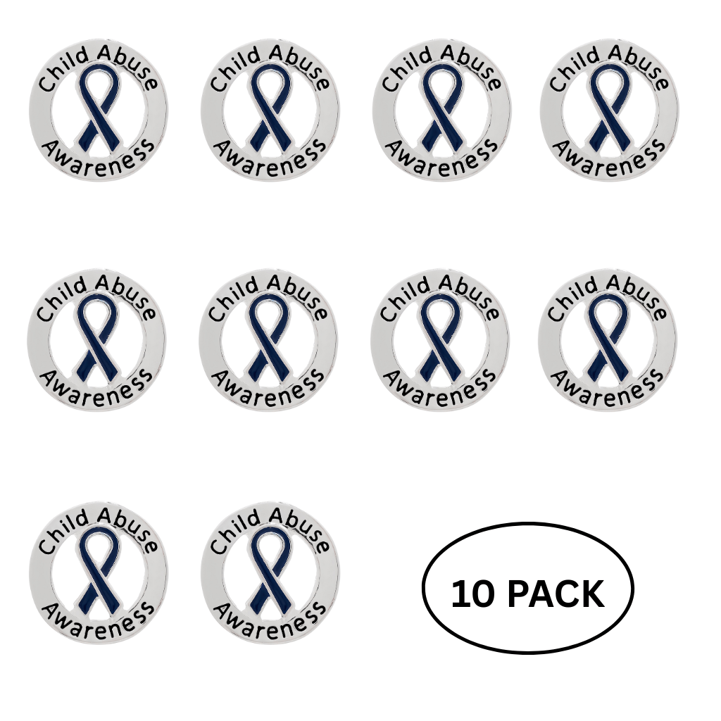 10 Pack Child Abuse Awareness Ribbon Pins - The Awareness Company