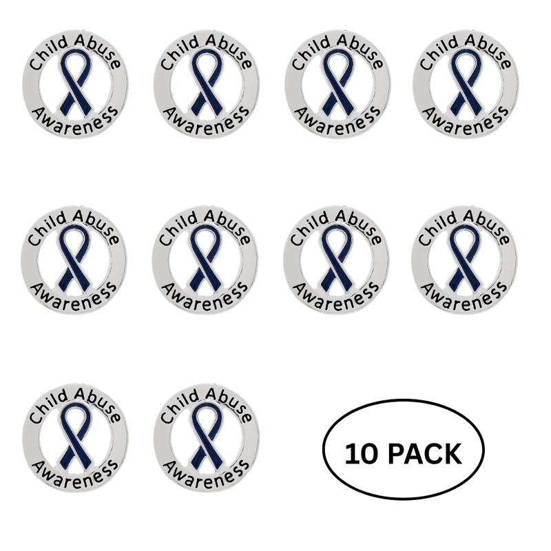 10 Pack Child Abuse Awareness Ribbon Pins - The Awareness Company