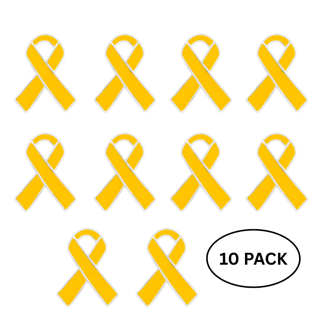 10 Pack Childhood Cancer Gold Ribbon Awareness Pins - The Awareness Company