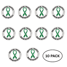 Load image into Gallery viewer, 10 Pack Circle Mental Health Awareness Ribbon Pins - The Awareness Company