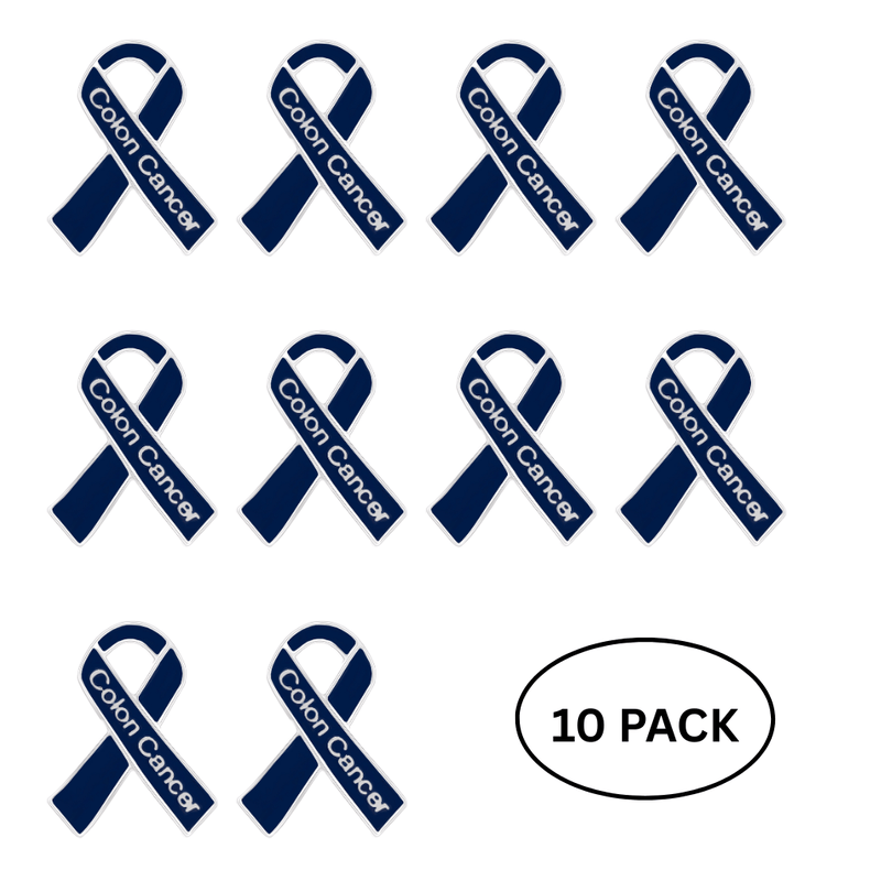 10 Pack Colon Cancer Awareness Ribbon Pins - The Awareness Company