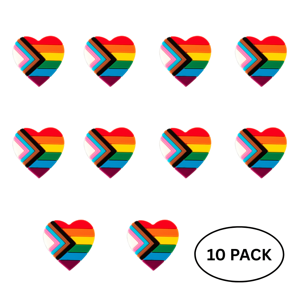 10 Pack Daniel Quasar Flag Heart Silicone Pins - The Awareness Company