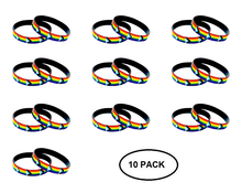 Load image into Gallery viewer, 10 Pack Daniel Quasar Flag Silicone Bracelets - The Awareness Company
