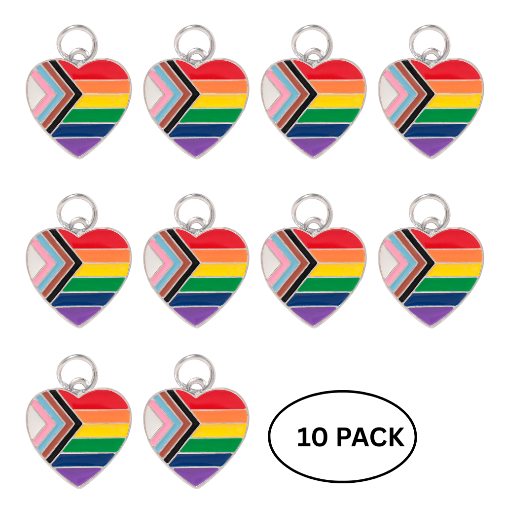 10 Pack Daniel Quasar Heart Flag Charms - The Awareness Company