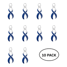 Load image into Gallery viewer, 10 Pack Dark Blue Ribbon Awareness Charms - The Awareness Company