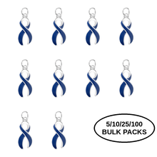 Load image into Gallery viewer, Bulk Pack Dark Blue Ribbon Awareness Charms - The Awareness Company