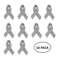 Load image into Gallery viewer, 10 Pack Gray Satin Ribbon Pins - The Awareness Company