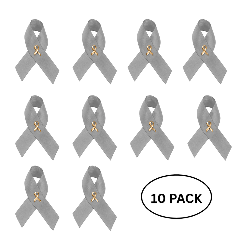 10 Pack Gray Satin Ribbon Pins - The Awareness Company