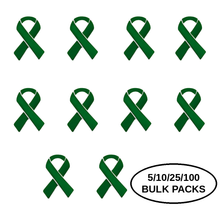 Load image into Gallery viewer, Bulk Pack Green Ribbon Awareness Pins - The Awareness Company