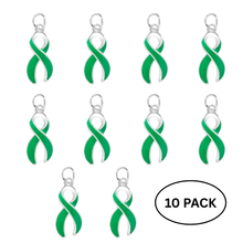 Load image into Gallery viewer, 10 Pack Green Ribbon Charms - The Awareness Company