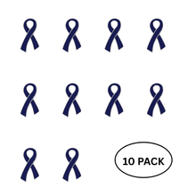 Load image into Gallery viewer, 10 Pack Large Dark Blue Ribbon Pins - The Awareness Company
